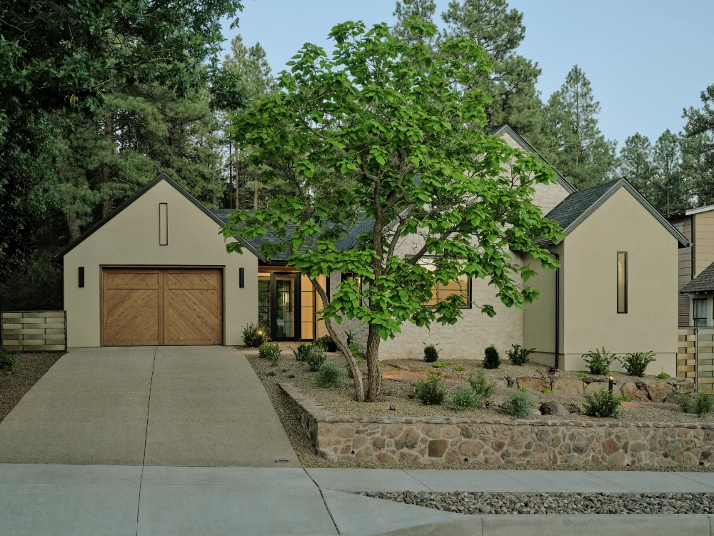 Modern Mountain Home Exterior and Native Landscape